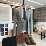 Men Suits - Italian Style Slim Men Suit: Jacket + Vest + Pants - Beige Color