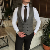 Men Suits - Italian Style Slim Men Suit: Jacket + Vest + Pants - Brown Color