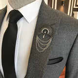 Men Suits - Italian Style Slim Men Suit: Jacket + Vest + Pants - Gray Color