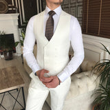 Men Suits - Italian Style Slim Men Suit: Jacket + Vest + Pants - White Color