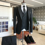 Men Suits - Italian Style Men Suit: Jacket + Vest + Pants - Anthracite