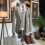 Men Suits - Italian Style Men Suit: Jacket + Vest + Pants - Beige