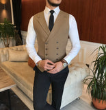 Men Suits - Italian Style Men Suit: Jacket + Vest - Camel Color
