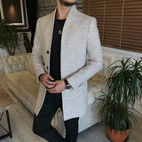 Men Coats - Italian Style Slim Collar Collar Wool Cachet Coat - Beige Color