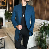 Men Coats - Italian Style Dominant Collar Wool Coat - Oil Color
