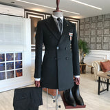 Men Coats - Italian Style Slim Fit Bouble-Breasted Woo Cachet Coat - Anthracite Color