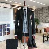 Men Coats - Italian Style Slim Fit Bouble-Breasted Woo Cachet Coat - Anthracite Color