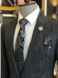 Men Suits - Italian Style Men Slim Fit Suit: Jacket + Vest + Pants - Anthracite Color