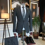 Men Suits - Italian Style Men Slim Fit Suit: Jacket + Vest + Pants - Anthracite Color