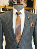 Men Suits - Italian Style Men Slim Fit Suit: Jacket + Vest + Pants - Gray Color