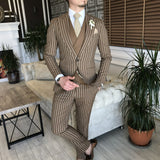 Men Suits - Italian Style Slim Men Suit: Jacket + Vest + Pants - Carmel Color